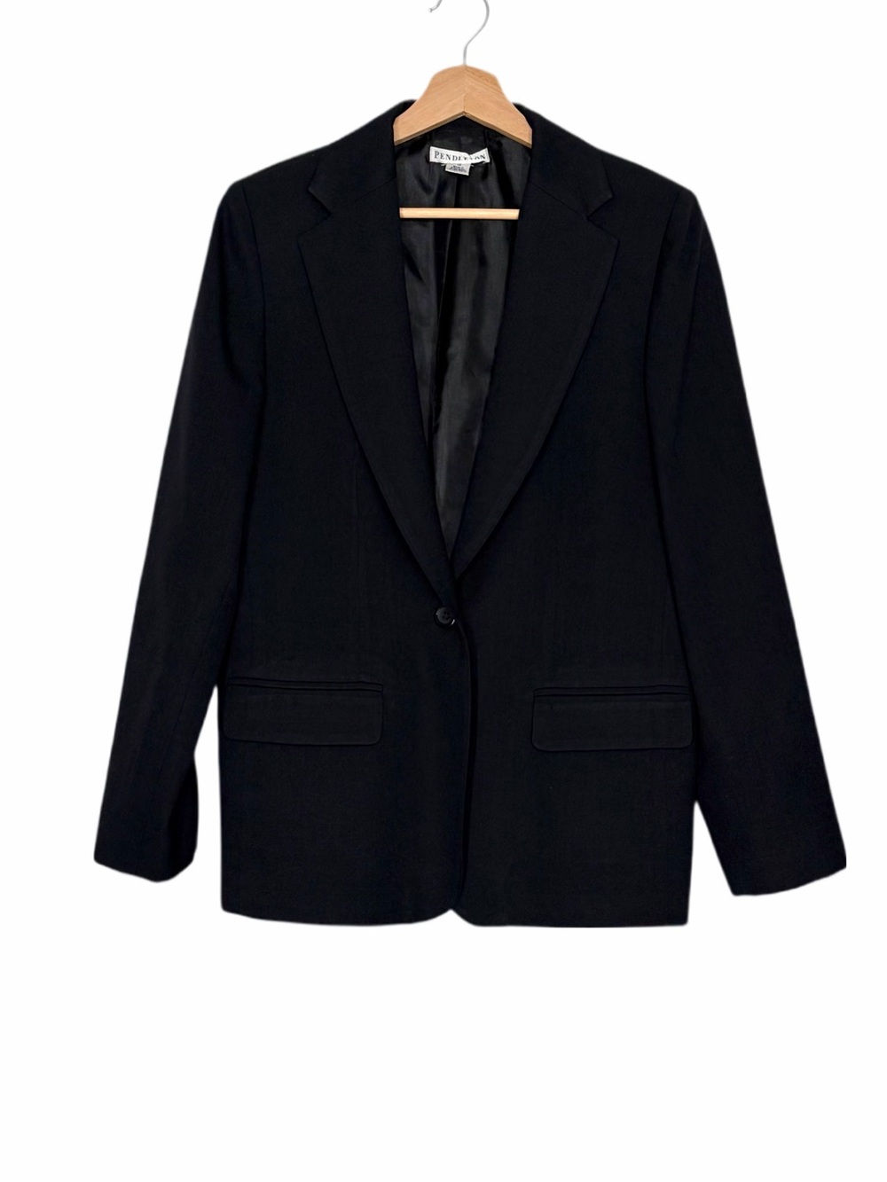 Pendleton Black Single-Button Wool Blazer Size 10 Minimalist Capsule Wardrobe